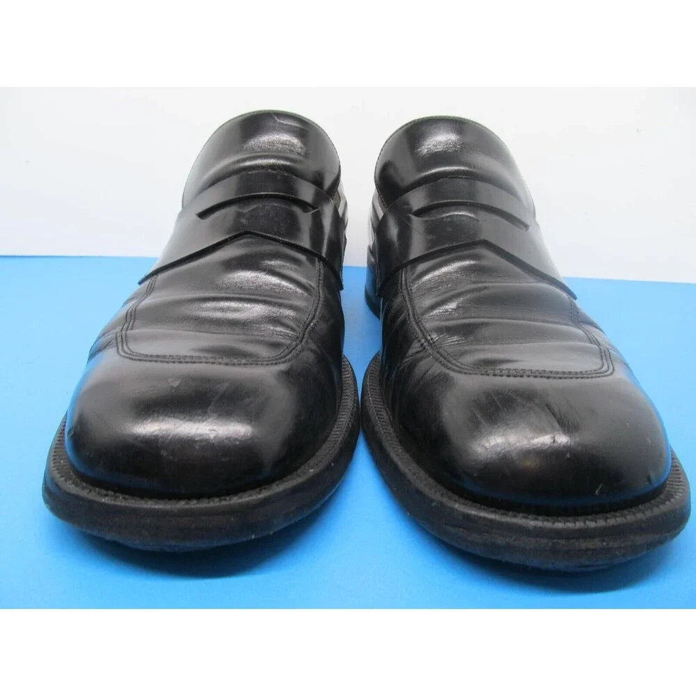 Bruno Verri Alberto Guardiani Mens Black Leather Loafers Size US 10 EUR 44